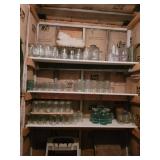 Glass Mason Jars on Shelves