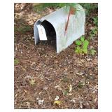 Metal Mailbox with Red Flag