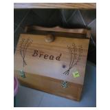 Wooden Bread Box With Hinged Lid