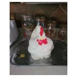 Hen Cookie Jar Serving Tray& jars