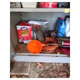 Garage Shelf Contents Including Tools and Supplies