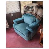 Light Blue Upholstered Recliner Chair