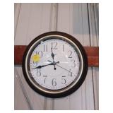 Battery-Powered Wall Clock with Brown Frame
