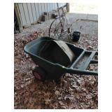 Green Plastic Garden Cart with Metal Basin
