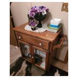 Oak Cabinet with Glass Paneled Doors