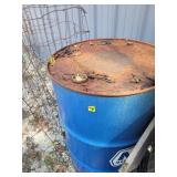 Blue Metal Drum with Rusted Surface