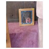 Framed Stained Glass Panel with Farm Design