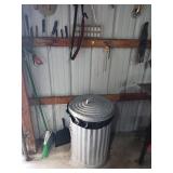 Metal Trash Can with Assorted Tools