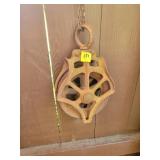 Rustic Cast Iron Pulley with Chain