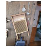 Wood and Metal Washboard with Accessories