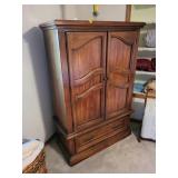 Wood Armoire with Drawers and Shelves