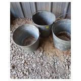 3TIMES BID Three Galvanized Metal Buckets
