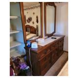 Wood Dresser with Dual Mirrors