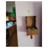 Wood Wall-Mounted Match Holder and Brass Wall Deco