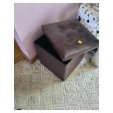 Brown Faux Leather Storage Ottoman