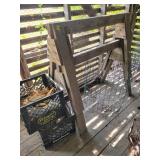 Wood Sawhorse with Wire Fencing and Crates