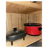 Electric Skillet and Red Slow Cooker