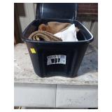 Plastic Tote With Shop Rags and Rugs