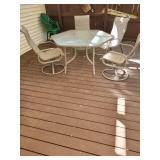 Patio Table with Glass Top and Four Metal Chairs