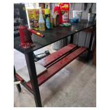 Metal Welding Table with Red Lower Shelf