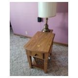 Oak Side Table With Built-In Shelf