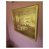Framed Etched Metal Landscape Artwork