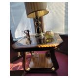 Hexagonal Wood and Glass End Table