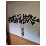 Wall Decor Set with Metal Leaf Motif and Clock