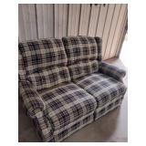 Plaid Reclining Two-Seat Loveseat