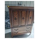 Wooden Armoire With Drawers and Shelving