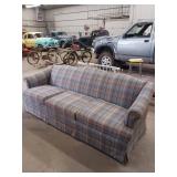 Three-Cushion Plaid Upholstered Sofa