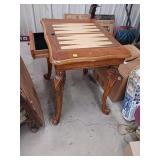 Wooden Game Table with Chessboard Inlay