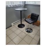 Black Metal Table and Adjustable Stool