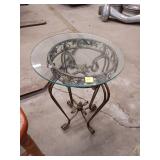 Round Glass-Top Metal Accent Table