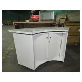 White Curved Counter With Storage