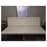 White Leather Tufted Bench