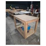 Wooden Workbench with Lower Shelf