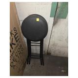 Black Metal and Fabric Stools