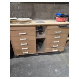 Wooden Workbench With Storage and Power Strip