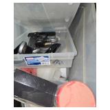 Plastic Bin with Miscellaneous Items