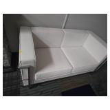 Modern White Loveseat With Metal Frame