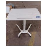 Adjustable White Rolling Table on Wheels