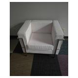 Modern White Armchair with Metal Frame