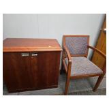 Wooden Cabinet and Upholstered Chair Set