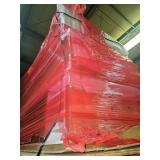 Pallet of Boxes Wrapped in Red Plastic