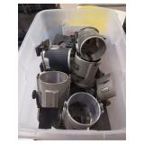 Router Bases in Plastic Bin