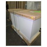 White Wooden Counter Displays on Pallet