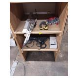 Wooden Shelf Unit with Contents