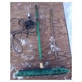 Green Push Broom and Miscellaneous Items