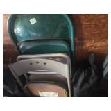 Four Folding Metal Chairs and lawn chair